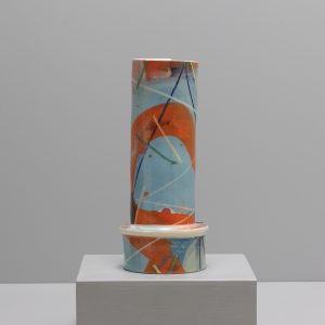 Vase, Capriccio, orange-hellblau, 21,5cm_Bild1